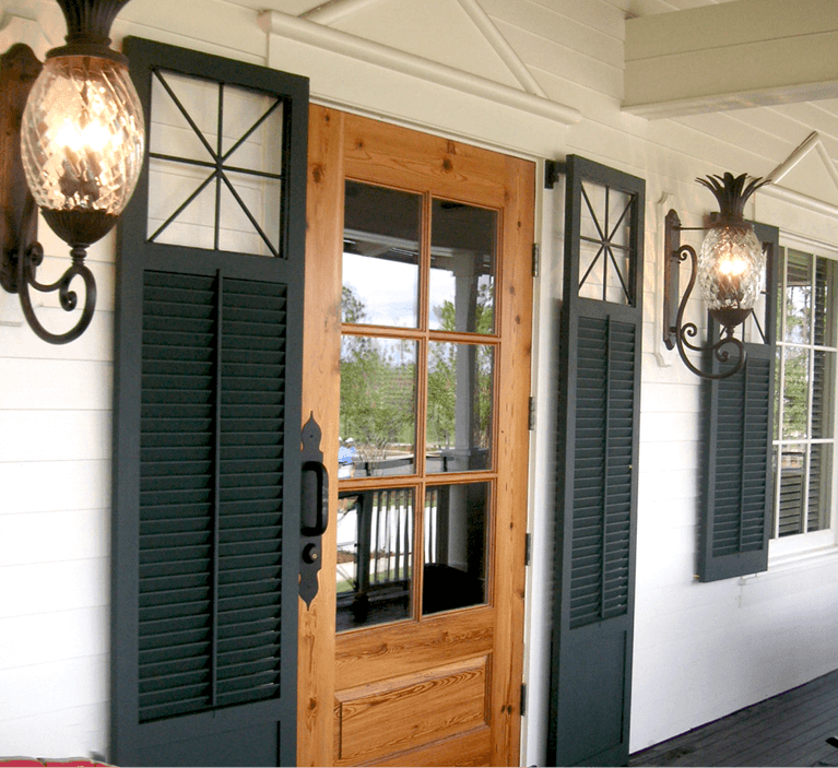 rustic black window shutters