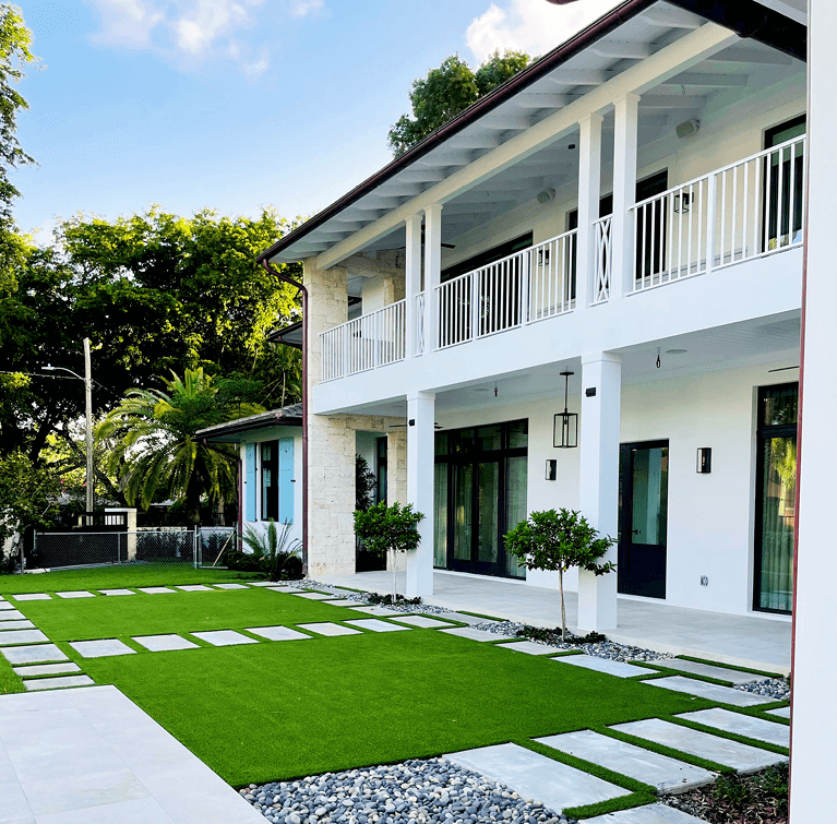 island contemporary style house with custom shutters