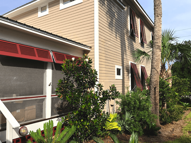 red custom bermuda shutters by timberlane