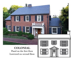 Colonial house style house and illustration