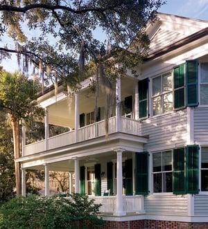 Green Louvered Shutters for living on the islands along the south eastern coast