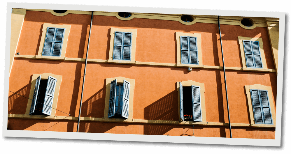 blue louver Italian exterior shutters