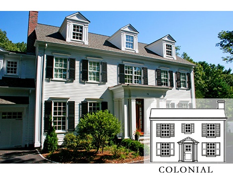 colonial style home with black panel shutters