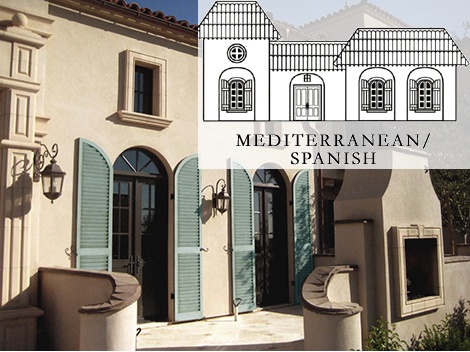 mediterranean style home with louver shutters