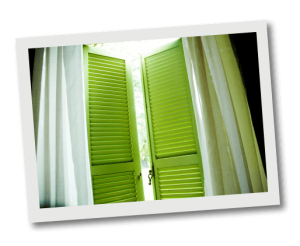 open green louver Italian shutters