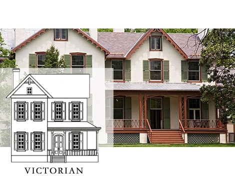 victorian style home with green louver shutters