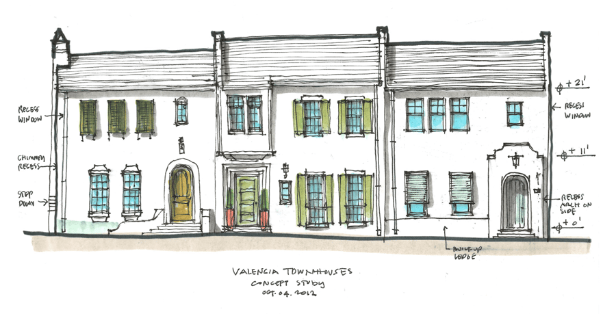 elevation drawing of custom florida home by nelson de leon