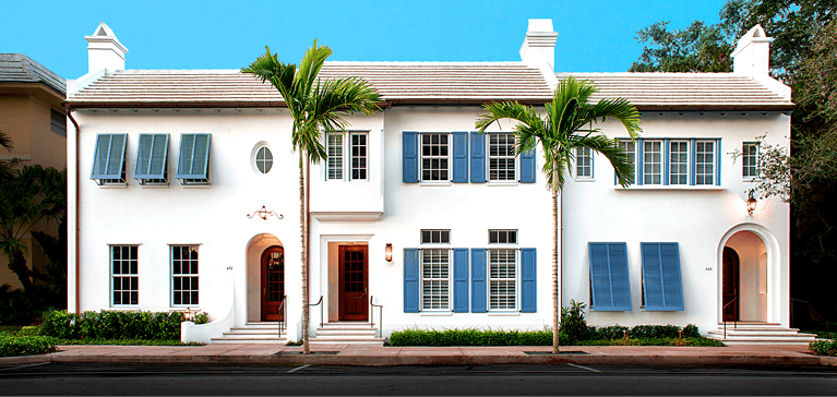 florida townhomes with timberlane shutters by locus architecture