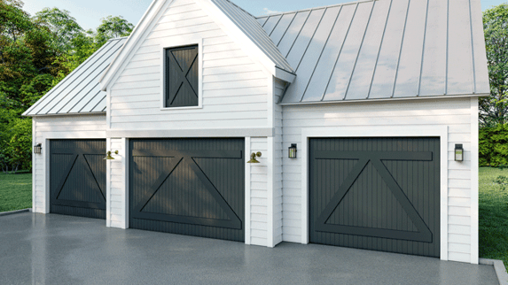 b_black-501-garage-door-on-white-siding-garage-front-angled-cropped