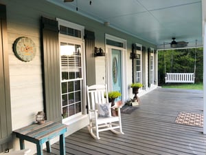 green grey board and batten Porch shutters