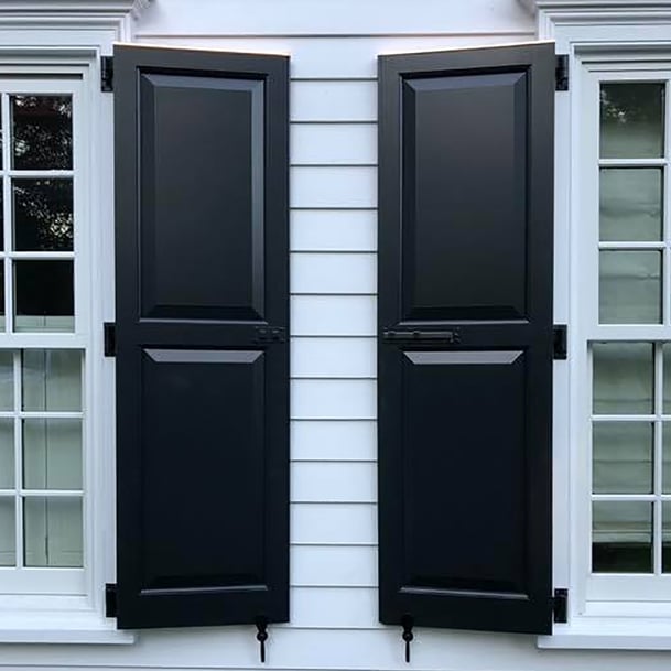 black panel shutters white siding shutter hardware