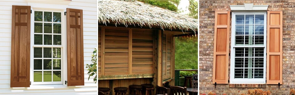 Outdoor shop wood shutters